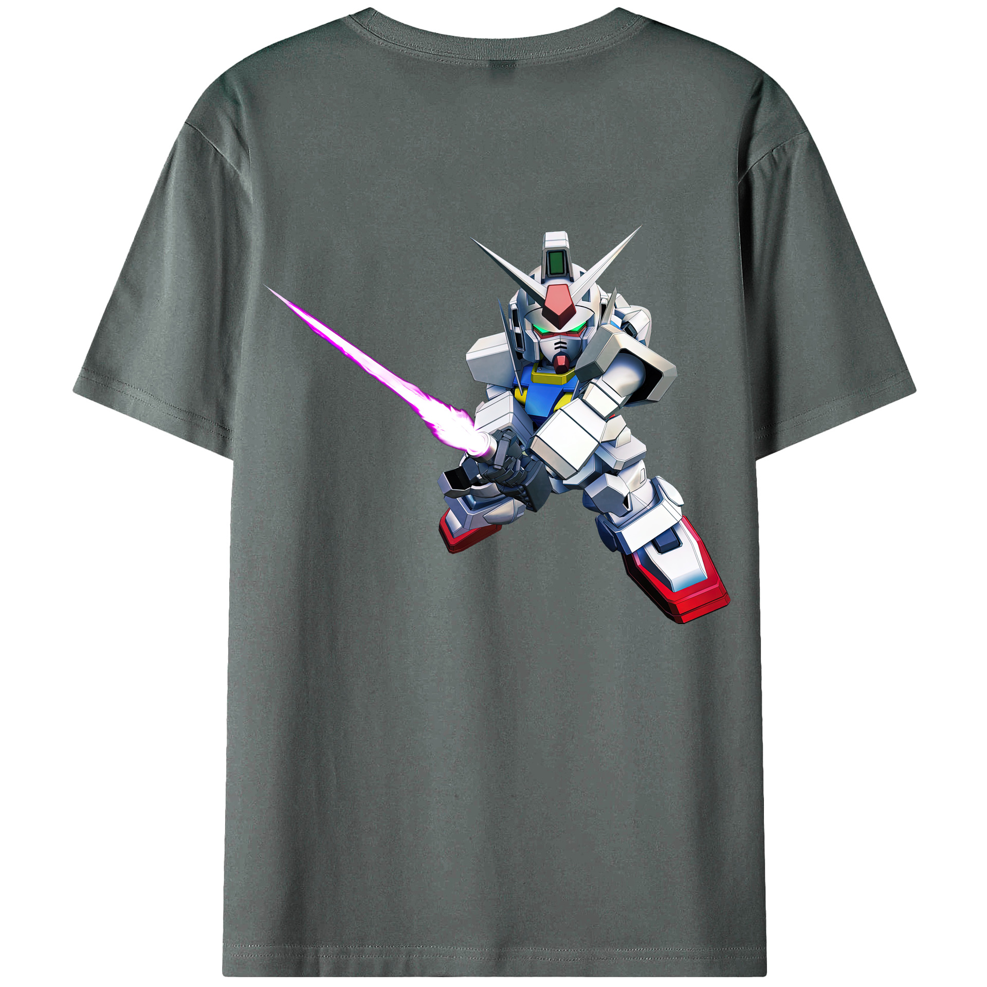 （画像用） 機動戦士ガンダム Mobile Suit Gundam 綿100％ メンズ半袖Tシャツ（バックプリント） 通気性